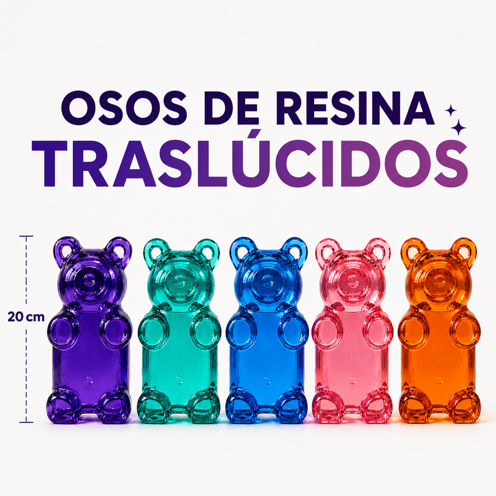 Colección 5 Osos de Resina Traslucidos