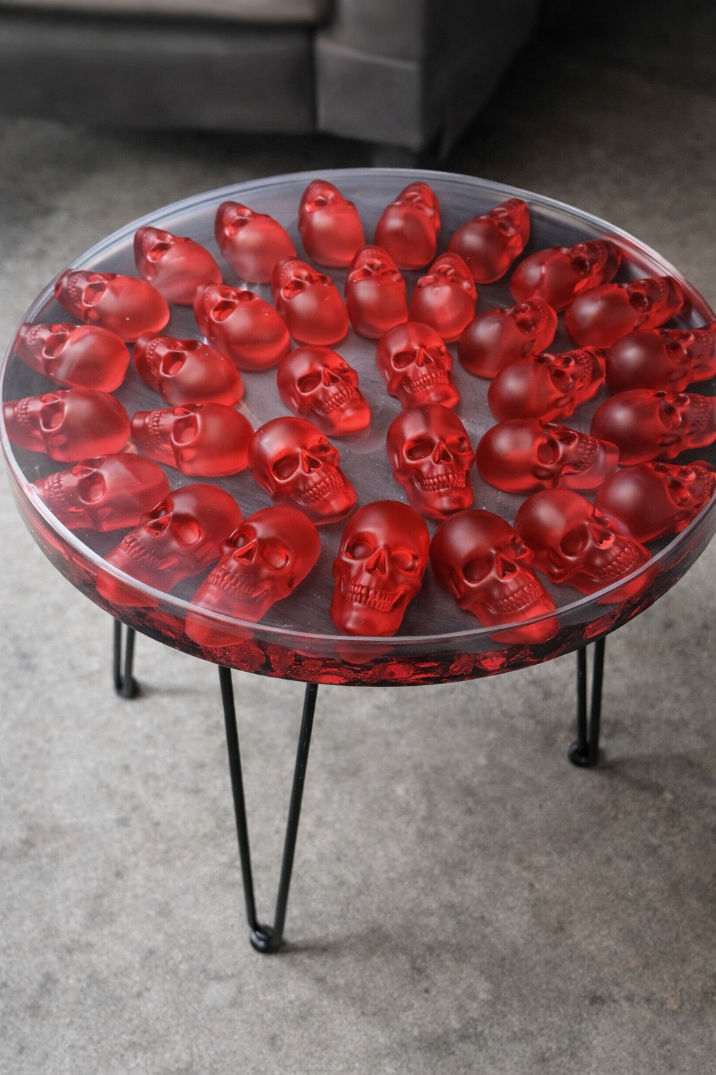 Mesa de centro decorativa epoxy craneos